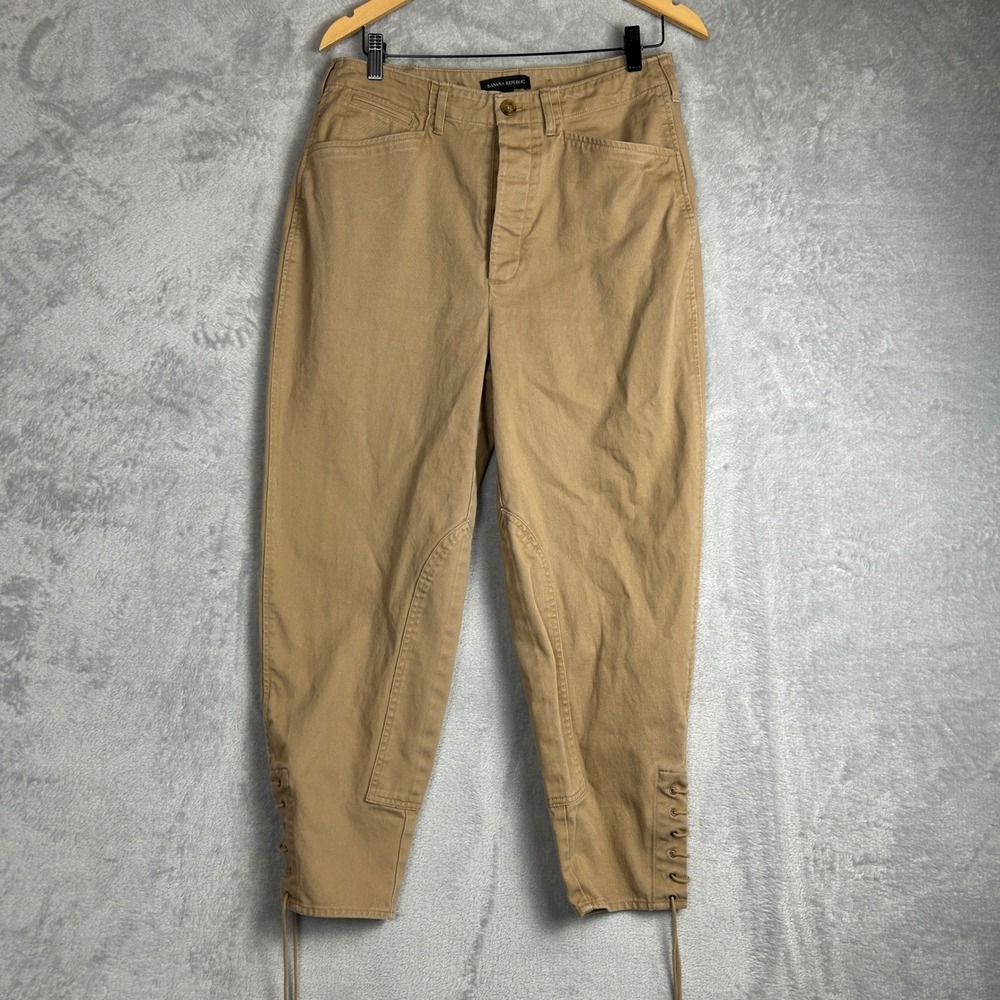 Banana Republic High Rise Riding Pant 10 Tan Khaki Lace Up Equestrian Casual